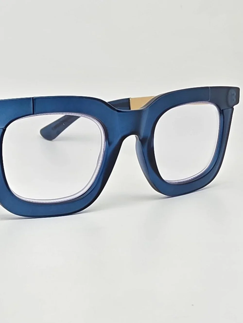 Ryan Simkhai Olivia Matte Blue Gold +1.75 Blue Light Blocking Reading Glasses